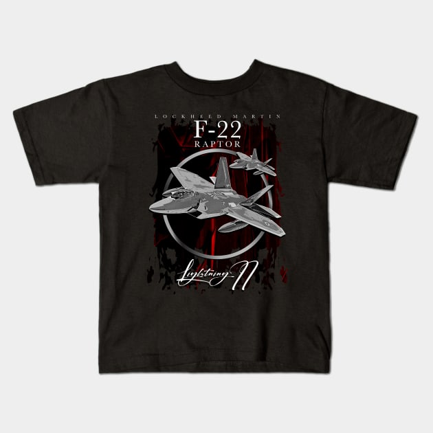 Lockheed Martin F-22 RAPTOR US AIR FORCE Fighterjet Kids T-Shirt by aeroloversclothing